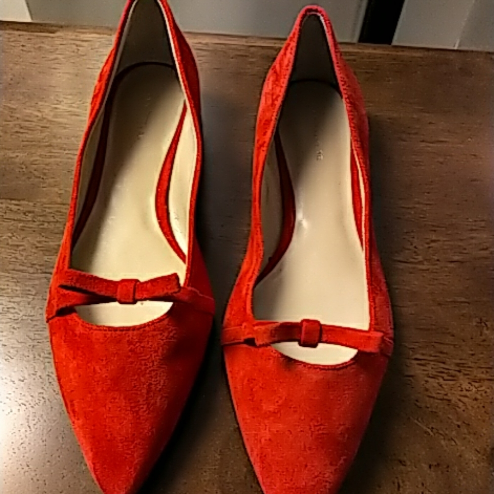Red suede flats